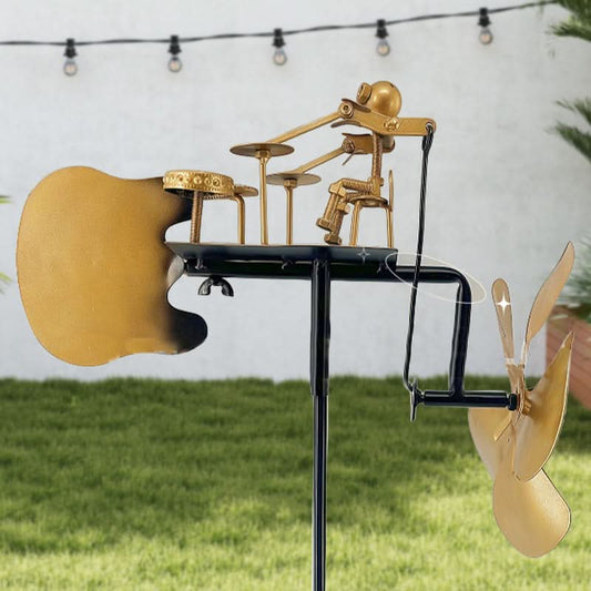 Handgemaakte Metalen Trommelaar Windmolen Grond-Plug Decoratie