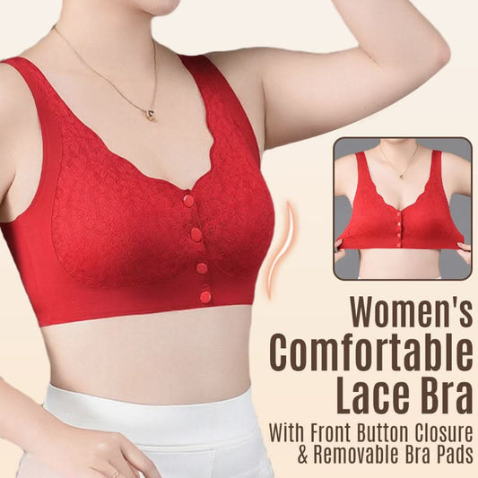 Comfortabele damesbeha met voorknoopsluiting en verwisselbare beugels