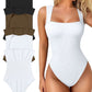 Laatste dag - 49% korting Sexy Geribbelde Strappy Vierkante Hals Mouwloze Buikcontrole Tanktops Bodysuits