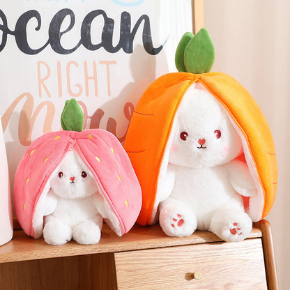 🍓 Hot Sale 50% UIT🍓 Aardbei Konijn Getransformeerd in Klein Konijntje 🎀 Fruit Pop Pluche Speelgoed 🐰