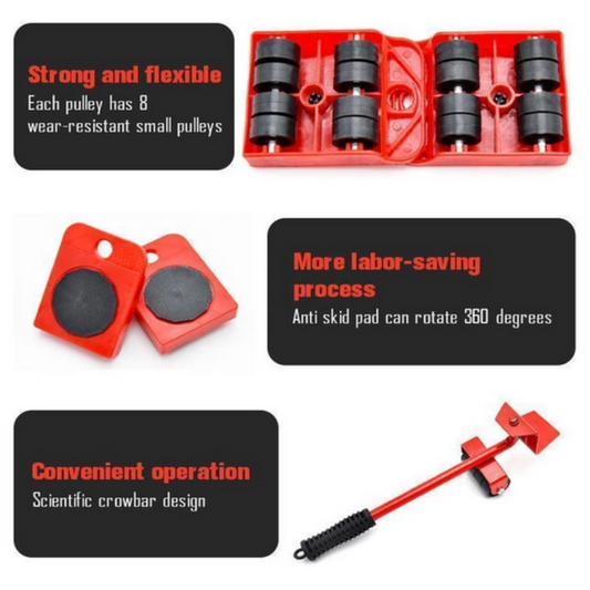 🔥 50% KORTING ! ✨ Meubelverplaatser met Hefsysteem - 4 Glijblokken, 150kg Draagkracht, Rolletjes Beschermen Vloer 🏠🔧