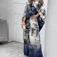 Elegant pak met blauwe print