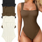 Laatste dag - 49% korting Sexy Geribbelde Strappy Vierkante Hals Mouwloze Buikcontrole Tanktops Bodysuits