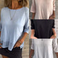 Casual effen dames shirt met ronde hals en 3/4 mouwen