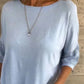 Casual effen dames shirt met ronde hals en 3/4 mouwen