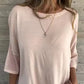 Casual effen dames shirt met ronde hals en 3/4 mouwen