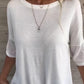 Casual effen dames shirt met ronde hals en 3/4 mouwen