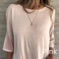 Casual effen dames shirt met ronde hals en 3/4 mouwen