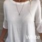 Casual effen dames shirt met ronde hals en 3/4 mouwen