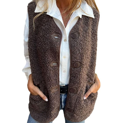 Vrouwen Fall Button Down Korte Warme Vest