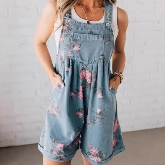 🌸Vintage bloemen denim jumpsuit