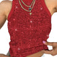 🔥Sequin ronde hals slim fit tanktop