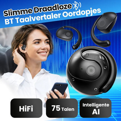 🎧 ✨Nooit meer dat afgesloten gevoel! Open-Ear Bluetooth Oortjes met Vertaler – Perfect voor Reizen & Werk!