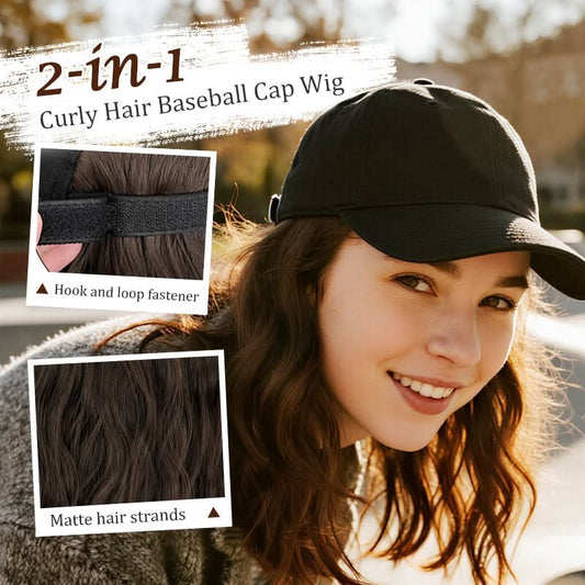 💜2-in-1 Curly Hair Baseball Cap Pruik💜
