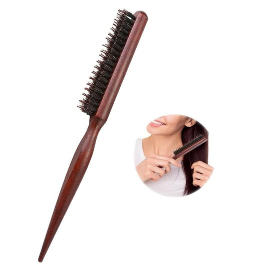 💇Haarstylingkam met natuurlijke borstelharen en houten rattenstaartgreep