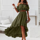 💃 Set van een off-shoulder crop top en een rok met hoge en lage zoom voor dames
