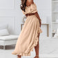 💃 Set van een off-shoulder crop top en een rok met hoge en lage zoom voor dames