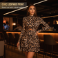 Vrouwen Leopard Print Gerimpelde Mini Jurk