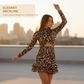 Vrouwen Leopard Print Gerimpelde Mini Jurk