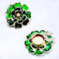 Chique manchetknopen en broche met strass-bloemmotief