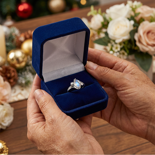 ✨💍 Koop 2 Krijg 1 Gratis 🔥 Geometrische Ovale Maansteen Ring met Zirkonia Accenten – Mystiek, Sprankelend & Tijdloos Elegant! 🌙✨