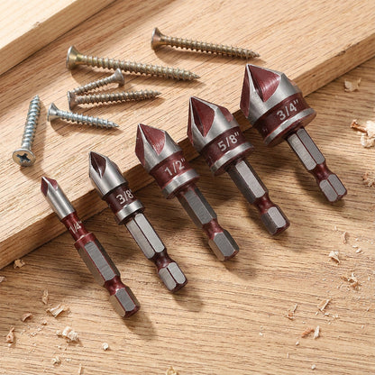 Set van 5 of 3 verzinkboren voor houtbewerking