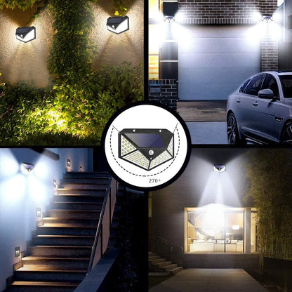 100 lampes solaires à LED d'extérieur——applique murale super lumineuse avec détecteur de mouvement