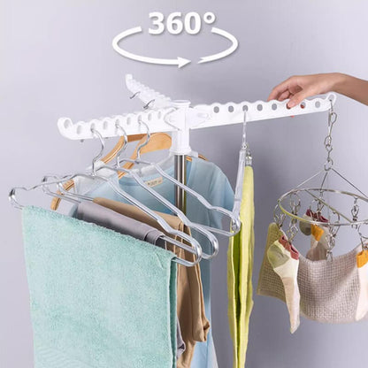 Rotating folding clothes drying rack