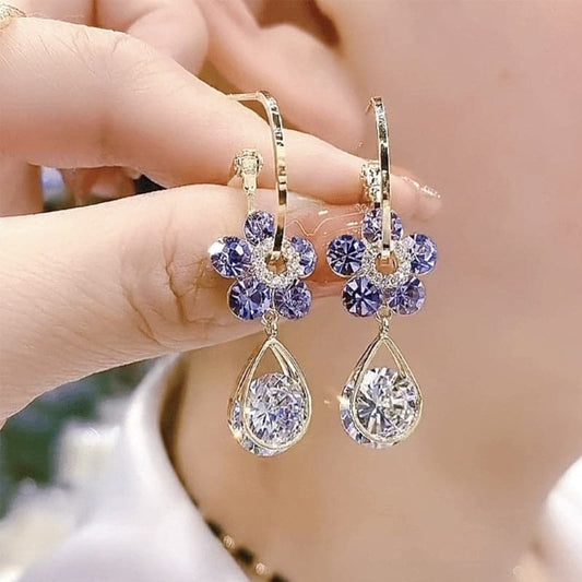 Boucles d'oreilles fleur de luxe™ | Accessoires en cristal brillant à la mode
