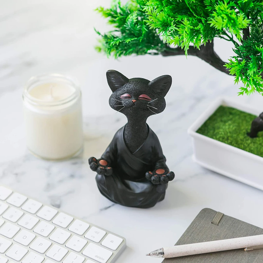 Statue de chat bouddha espiègle™ | Détendez-vous et méditez avec cette figurine de chat