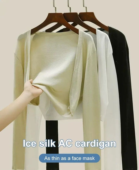 Zon gebreid Vest Vrouwen dun ijs zijde Sjaal air-conditioning shirt met slip rok