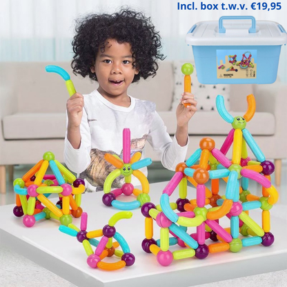 Magnetic Building Blocks™ | Educatieve Magnetisch Speelgoed voor Kinderen | Incl. GRATIS Opslagbox t.w.v €19.95