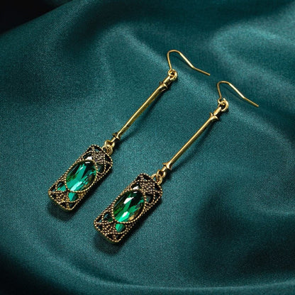 Vintage Emerald Earrings™ | Unieke Bergkristallen Oorbellen